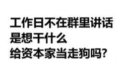 工作日不在群里讲话是想干什么给资本家当走狗吗?