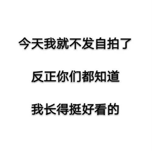 今天我就不发自拍了，反正你们都知道，我长得挺好看的 - 一组实用的纯文字表情包