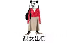 熊猫头穿着漂亮的衣服：靓女出街