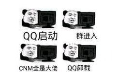 熊猫头：QQ启动 群进入 CNM全是大佬 QQ 卸载